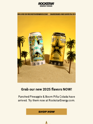 Rockstar Energy Drink - Punched Pineapple & Boom Piña Colada are HERE!
