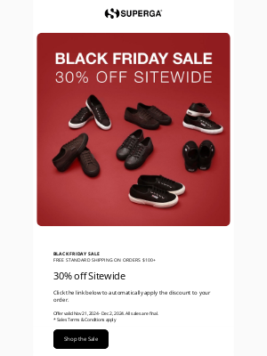 Superga - Find Your Sole Mate: 30% Off Sitewide for Black Friday