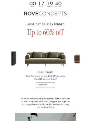 Rove Concepts - Final Hours — Extended Labor Day Sale Ends Tonight