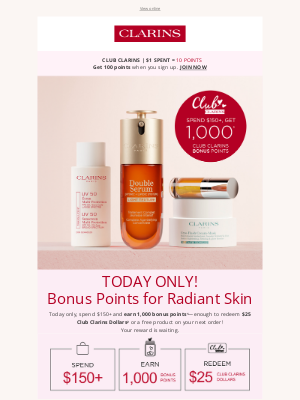 Clarins (Canada) - ⚡Today Only! 1,000 Club Clarins Bonus Points