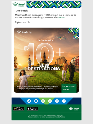 SAUDIA (Saudi Arabia) - 🤩Live more with +10 New Destination
