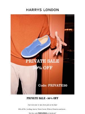Harry's of London - 24 hrs only – 30% Off in the Private Sale