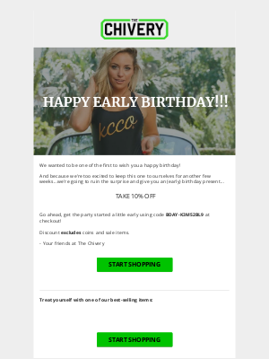 The Chivery - Your birthday is almost here!