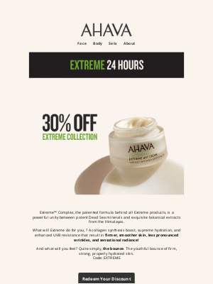 AHAVA - Extremely Exclusive: 30% Off Your Skincare Favorites