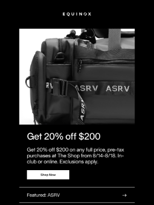 Equinox - Get 20% Off $200. The Shop at Equinox.