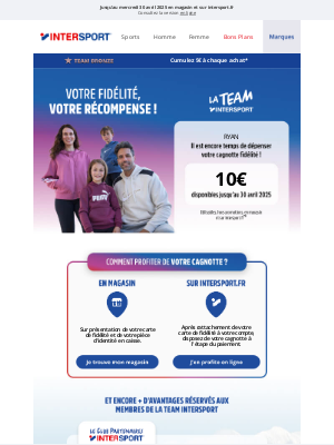 INTERSPORT (France) - Plus que quelques jours pour dépenser votre cagnotte RYAN !