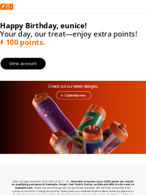 Gatorade - It’s your bday & you got gifted points 🎁