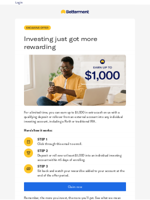 Betterment - Earn up to $1,000, Richard