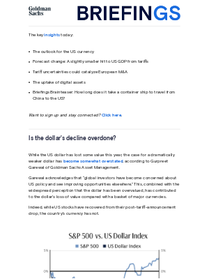 Goldman Sachs - Is the dollar's decline overdone?