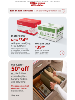 Office Depot & Office Max - ONE DAY ONLY! $39.99 Boise® X-9® 10-rm case paper! Online only!