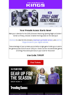 Sacramento Kings - 🎉 Kings Schedule & Presale Access Is Here!