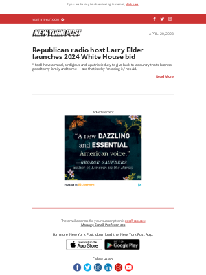 New York Post - Breaking: Republican radio host Larry Elder launches 2024 White House bid