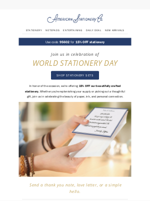 American Stationery - ✍️ Unlock 15% off in celebration of World Stationery Day.