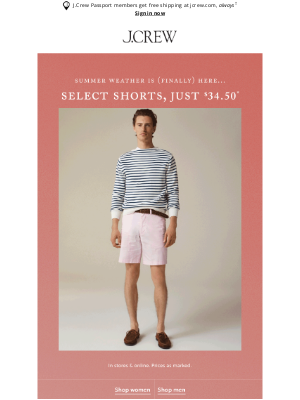 J.Crew - Our $34.50 shorts sale ends tonight!