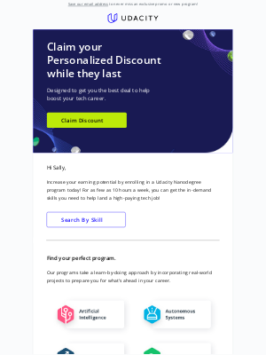 Udacity - Claim your personal discount and start learning with your perfect program!