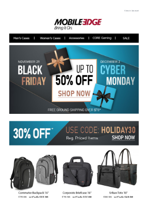 Mobile Edge - Black Friday is Here: Save Up To 50%