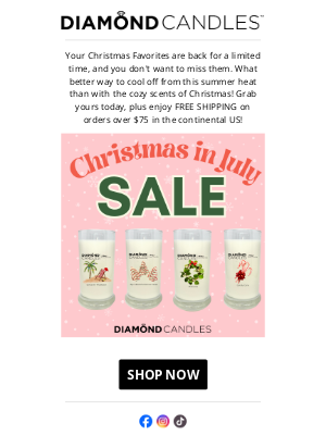 Diamond Candles - Cool down with our Christmas in July Sale! ⛄