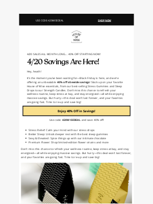 House Of Wise - Our 420 Sale is Here: Your Exclusive 4/20 Sale Guide