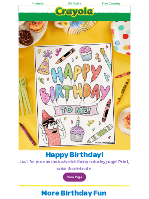 Crayola - Don't Miss Your Bday Coloring Page!