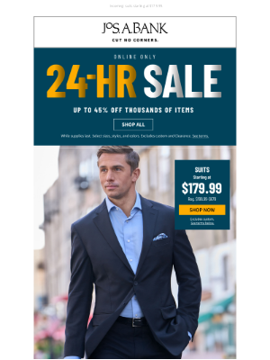 Jos. A. Bank Clothiers - Shop the 24-Hour Sale!