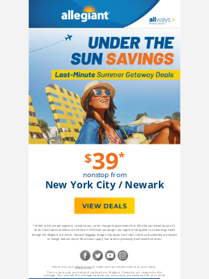 Allegiant Air - Summer Fun Takes Off from $39