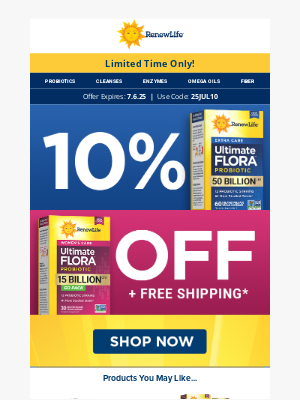 Renew Life - 10% Off + Free Shipping—Starts Now!