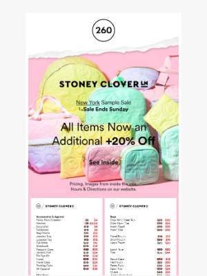 260 Sample Sale - NYC 💥 +20% Off → Stoney Clover Lane