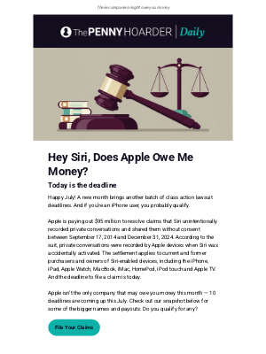 The Penny Hoarder - July class action settlements are here