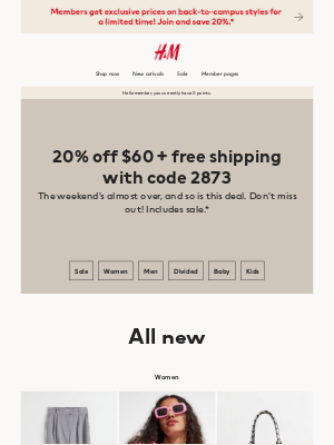 H&M - Take 20% off your order!