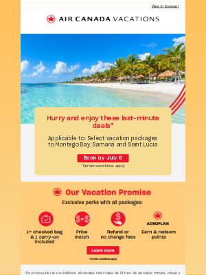 Air Canada Vacations (Canada) - Don't miss these last-minute deals 💸🌴