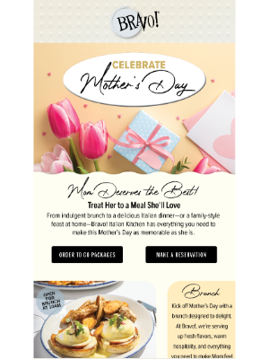 BRAVO! Italian - You Can Count on Bravo to Make Mom’s Day Special