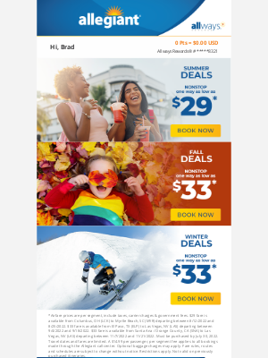 Allegiant Air - Nonstop deals through winter | Fares from $29