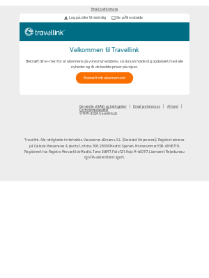 Travellink (Denmark) - Velkommen til Travellink. Bekræft din e-mail