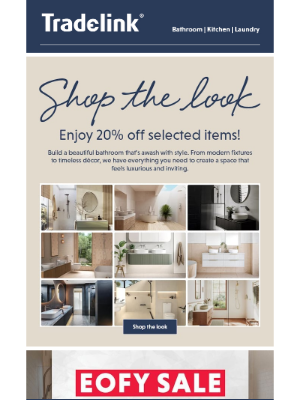 Tradelink (Australia) - EOFY Sale Alert: Shop the Look & Enjoy 20% Off - Don’t Miss Out!