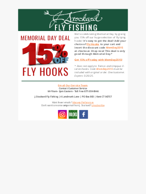 J Stockard Fly Fishing - LAST CHANCE to Get 15% Off Fly Hooks