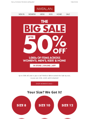 Matalan (United Kingdom) - Up to 50% off | And in your size...