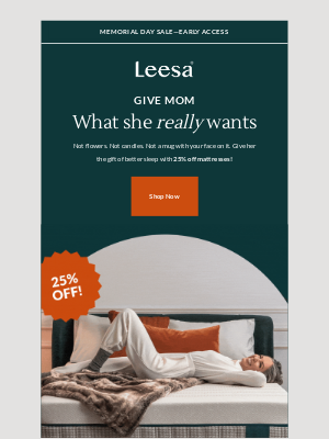 Leesa - Mom’s new favorite gift is 25% off 💕