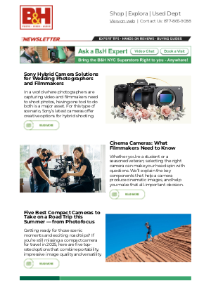 B&H Photo Video - Sony Hybrid Cameras, Choosing a Cinema Camera, Compact Cameras for Summer & More!