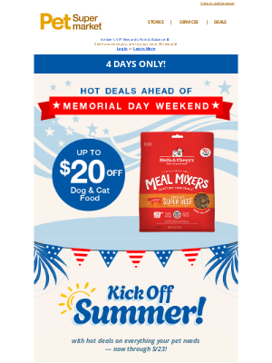 Pet Supermarket - Up to 50% OFF! 🇺🇸 Hot Deals ahead of Memorial Day Weekend