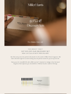 Miller Harris(United Kingdom) - Ends tonight: 50% off discovery set