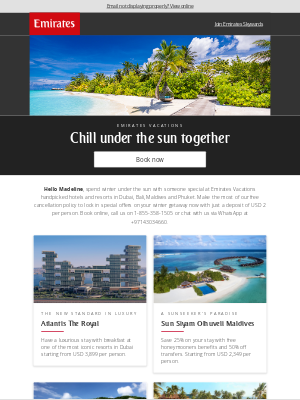 Emirates - Sunny winter escapes for two by Emirates Vacations