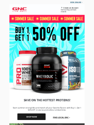 GNC - NOW BOGO 50% off