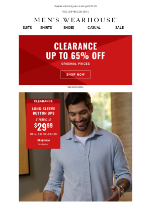 Men's Wearhouse - Don't miss 65% off original prices. Shop clearance.