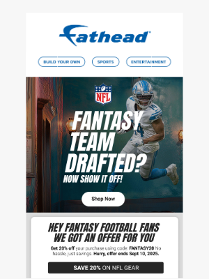Fathead - Your Fantasy Football Team - On Your Wall!