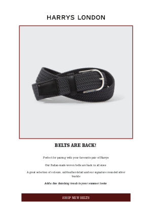 Harry's of London - Belts are back!