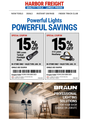 Harborfreight - 15% Off Coupons Inside - Save on Some of Our Best Lights