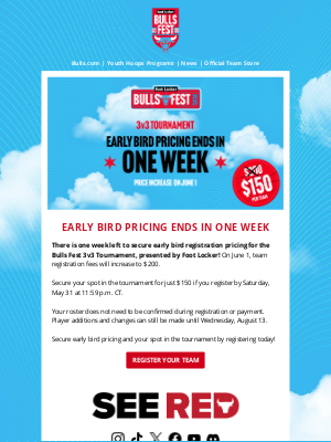 Chicago Bulls - Bulls Fest 3v3 Price Increases on June 1