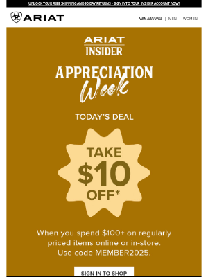 Ariat International Inc - Today Only: Insiders Get $10 Off