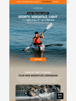 Oru Kayak - Deal of the Day ⚡ $300 Off Bay ST + Free PFD ($139 Value)