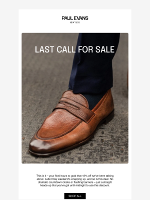 Paul Evans - Last Call: Your 15% Off Ends Tonight
